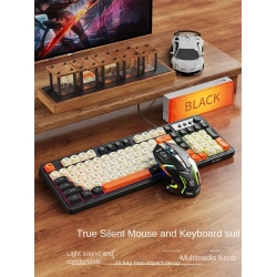 TREND G98 Dazzling Mechanical Touch Keyboard And Mouse Set, Silent Wired Electronic Gaming Keyboard And Mouse, Wireless Computer