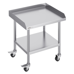 VEVOR 24 X 28 X 30 Inch Stainless Steel Work Table, Commercial Food Prep Worktable \w 4 Wheels, Casters, 3-Sided Backsplash Heavy Duty Prep