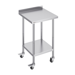 VEVOR 24 X 24 X 40 Inch Stainless Steel Work Table, Commercial Food Prep Worktable \w Casters, Heavy Duty Prep Worktable, Metal Work Table \w