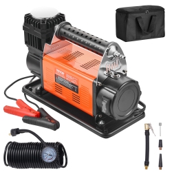 VEVOR 12V Portable Tire Inflator, 7.06Cfm Heavy Duty Air Compressor, 150Psi Offroad Air Pump \w Adapters - Include 6.5Ft Power Cord, 26Ft Air Hose