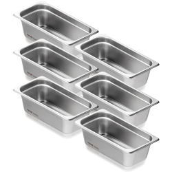 VEVOR 6 Pack Hotel Pans, 1/3 Size Anti-Jam Steam Pan, 0.8MM Thick Stainless Steel Pan, 4-Inch Deep Commercial Table Pan, Catering Storage Food Pan