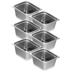 VEVOR 6 Pack Hotel Pans, 1/2 Size Anti-Jam Steam Pan, 0.8MM Thick Stainless Steel Pan, 6-Inch Deep Commercial Table Pan, Catering Storage Food Pan