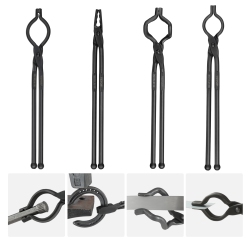 VEVOR 18” Blacksmith Tongs, 4 PCs, V-Bit Bolt Tongs, Wolf Jaw Tongs, Z V-Bit Tongs And Gripping Tongs, Carbon Steel Forge Tongs \w A3 Steel