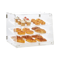 VEVOR 20.7"x14.2"x16.3" Pastry Display Case, 3-Tier Commercial Countertop Bakery Display Case, Acrylic Display Box \w Rear Door Access & Removable