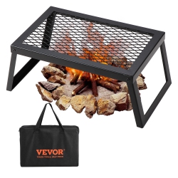 VEVOR 18" Folding Campfire Grill, Heavy Duty Steel Mesh Grate, Portable Camping Grates Over Fire Pit, Camp Fire Cooking Equipment \w Legs Carrying
