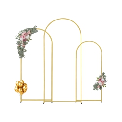 VEVOR 3 Sets Wedding Arch Backdrop Stand, Metal Stable Stand \w Case Connection & Chassis Crossbar Design, Easy-To-Assemble, \w Metal, Fit For