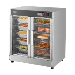 VEVOR 5-Tier Hot Box Food Warmer, \w Water Tray, 5 Pans, Glass Double-Door And Adjustable Shelves, Stainless Steel Warmer Cabinet, Ideal for Storing