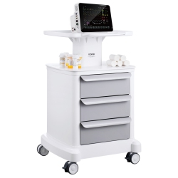 VEVOR 4 Tiers Lab Carts, Lab Utility Cart \w 3 Drawers & 1 Top Tray, Mobile Medical Cart \w Abs Material, Lab Rolling Cart \w 4 Silent Wheels For