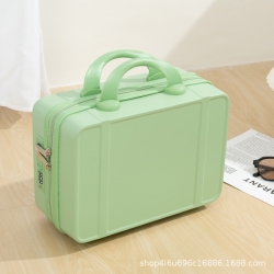 THE WAY Mini Travel Case 14 Inch Small Suitcase Women's Cosmetic Case Suitcase Light Short Distance Password Bag With Lock In Green