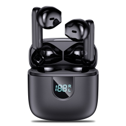 THE WAY A18 Noise Reduction Digital Display Headphones, Wireless Waterproof Headphones, In-Ear Gaming High-Power Bluetooth Headphones - In Black