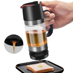 MYACUC 11OZ Honey Dispenser With Handle No Drip Glass Syrup Container for Coffee Bar, Honey Pot And Jar