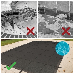 SWIM CENTRAL Jet Black And Deluxe Closing Leaf Rectangular Net Cover for In-Ground Swimming Pool 16' X 24' In White