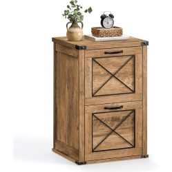 SONGMICS HOME Vasagle File Cabinet – Modern Farmhouse Style With 2 File Drawers And Printer Stand In Honey In Brown