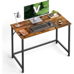 SONGMICS HOME Vasagle Office Work Desk Ideal for Study, Bedroom, Home Office, And Living Room In Rustic And Ink Black In Brown