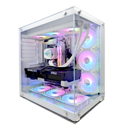 Uniway Gaming PC - White - AMD Ryzen 7-5700X, RTX 5060, 32 GB RAM, 1 TB NVMe SSD, AIO Liquid Cooler, Windows 11 Pro, AI‑Ready, 1‑Year Warranty