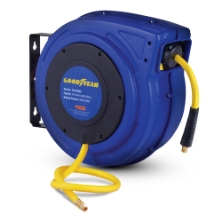 GOODYEAR Air Hose Reel Retractable 3/8" Inch X 65' Feet Premium Commercial Flex Hybrid Polymer Hose Max 300 Psi Heavy Duty Spring Driven
