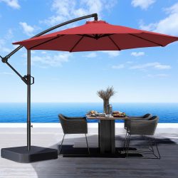 HOMESHADE Homshade 10Ft Cantilever Offset Patio Umbrella \w Base Included Upf50+ Uv Protection \w Easy Tilt And Crank for Pool Deck And Garden(Red)