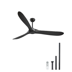 VEVOR 72 Inch Ceiling Fan Without Light, 6-Speed Remote Control, 3-Wood-Blade, Reversible Dc Motor, Modern Low Profile Flush Mount Exterior Fan For