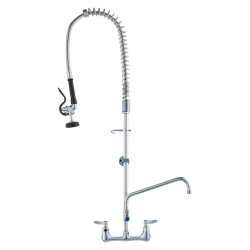 VEVOR Commercial Faucet \w Pre-Rinse Sprayer, 44" Height, 8" Center, 12" Swing Spout, Wall Mount Kitchen Sink Faucet, Brass Constructed Device, For