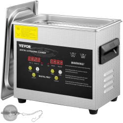 VEVOR 3L Ultrasonic Cleaner Ultrasonic Parts Cleaner 200W 40Khz Stainless Steel Ultrasonic Jewelry Cleaner \w Digital Timer Heater for Jewelry