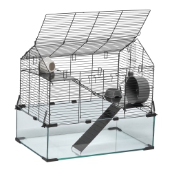 VEVOR 360° Hamster Cage, Viewing Transparent Hamster Habitats, Small Animal Cage, 22.8 X 15 X 21.3 In, Ventilated Pet Mouse Cages \w Water Bottle