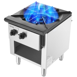 VEVOR 90, 000 Btu Commercial Gas Stove \w Cabinet, Propane And Natural Gas Countertop Cooking Stove Range, Stainless Steel Gas Hot Plate, Commercial