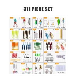THE WAY 311 Pieces Of Lure Suit Small Fish Soft Bait Bionic Bait Big Beard Male Sequin Fishing Gear Suit With Fishing Gear Box - 311 Pieces Box Suit