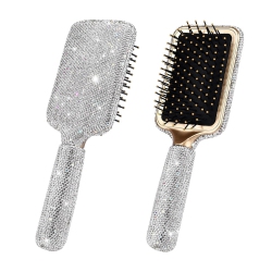 MYACUC Detangling Brush for Curly Hair, Paddle Brush With Luxury Rhinestone Hair Brush Suitable for All Hair Types, Curly Hair Brush for Women