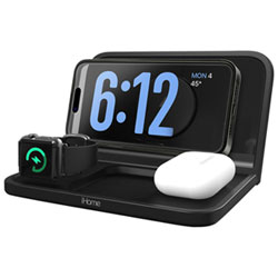 iHome iWW7 Alarm Clock with Wireless Charging & Storage Tray