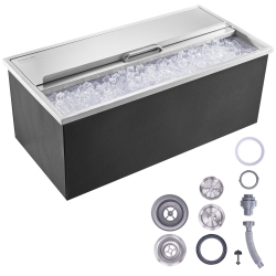 VEVOR 36"l X 18"w X 14"h Drop In Ice Chest, Stainless Steel Ice Cooler, Commercial Ice Bin \w Sliding Cover, 40.9 Qt Outdoor Kitchen Ice Bar