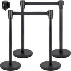 VEVOR Crowd Control Stanchion, Set Of 4 Pieces Stanchion Set, Stanchion Set \w 6.6 Ft/2 M Retractable Belt Crowd Control Barrier \w Concrete And