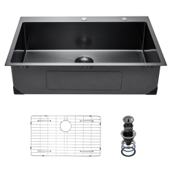 VEVOR 33 Inch Kitchen Sink Workstation, 304 Stainless Steel Top Mount Sinks, Drop-In Single Bowl Farmhouse Basin \w Accessories, for Rv, Prep