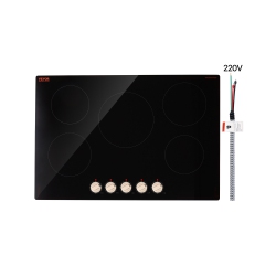 VEVOR 9200W Induction Cooktop, Electric Countertop Burner, 5 Burner Knob Control Stove, Built-In Induction Cooktop \w 12 Temperature Settings, Glass
