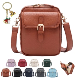 MYACUC Vintage Leather Crossbody Bag, Casual Shoulder Bag With 10 Card Slots, Unisex Design In Multicolor