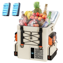 LITHELI 12V Car Refrigerator, 21Qt/20L Portable Freezer, -4-68℉, Battery Powered Cooler, Dc 12/24V Ac 110/240V, 55W Electric Cooler for Camping