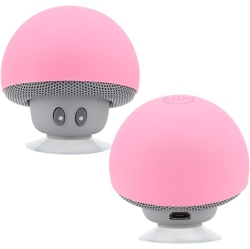 CHSSHA00 Portable Bluetooth Speaker \w Built-In Microphone, Mini Cute Mushroom Speaker Subwoofer, Rechargeable Travel Speaker \w Suction Cup For