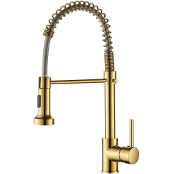 MYACUC Kitchen Faucet, Single Handle High Arc Pull-Out Sink Faucet In Gold