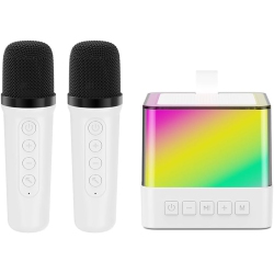 CHSSHA00 Ivory Family Singing Set | Portable Bluetooth Karaoke Speaker| Professional Dual Wireless Microphones + RGB Atmosphere Light|Ultra-Long