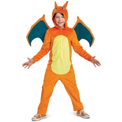 DISGUISE Charizard Costume for Kids, Official Pokemon Costume Hooded Jumpsuit, Child Size Medium (7-8) In Multicolor