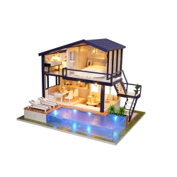 CUTEROOM Diy Miniature Dollhouse Kit With Furniture, 3D Wooden House, Music Box & Led Lights - 1:24 Scale (A066)