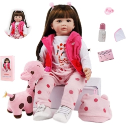 SYP 24 Inch 60 Cm Reborn Baby Doll Girl Soft Vinyl Silicone Realistic Toddler Newborn Doll Reborn Babies Birthday Xmas