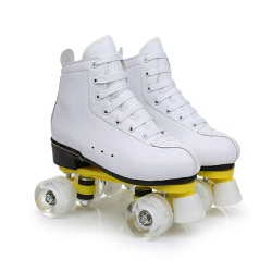 JRZDFXS Roller Skates Womens Size 8 Classic Skating High-Top Double-Row Leather Skates In White