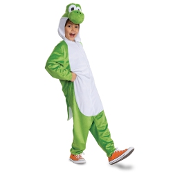 DISGUISE Yoshi Costume Hooded Jumpsuit, Official Super Mario Character Costume for Kids, Size (10-12) In Multicolor