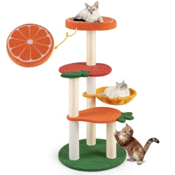 GYMAX Multi-Level Cat Tree Cute Fruit World Cat Tower W/ Fruit-Shaped Platforms