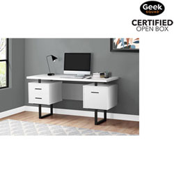 Open Box - Monarch Floating 60"W Computer Desk with 3 Drawers - White