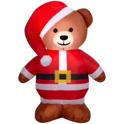 GEMMY Industries Airblown® Inflatable Christmas-Brown Bear In Santa Suit-Sm - 48