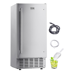 VEVOR 66 Lbs/day Undercounter Built-In Ice Maker, Under Counter Nugget Ice Maker Machine \w Reversible Door Stainless Steel, Freestanding Ice Maker