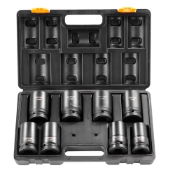 VEVOR 1" Drive Impact Socket Set, 8 Piece Deep Socket Set Metric 27-41Mm, 6 Point Cr-Mo Alloy Steel for Auto Repair, Easy-To-Read Size Markings