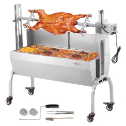 VEVOR 46 Inch Rotisserie Grill \w Windscreen, Bbq Whole Pig Lamb Goat Spit Grill, 132 Lbs Capacity, Electric 52W Motor Stainless Steel Roaster \w