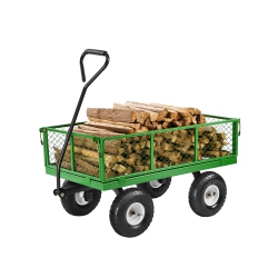 VEVOR 900 Lbs Steel Garden Cart On Wheels, Heavy Duty Pullable Yard Cart, Metal Utility Wagon \w 10" Tires And Mesh Removable Sides(Convert To